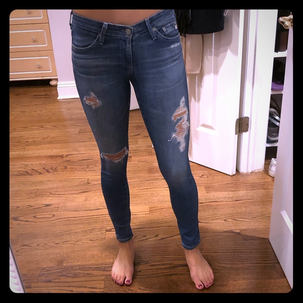 AG the legging ankle super skinny ripped jeans